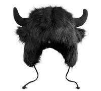 DOITOOL Chapeau de Fête en Peluche Cornes de Bœuf, Bonnet Chaud pour l'hiver, Tissu Doux, Design Unique et Mignon, pour Activité Extérieure