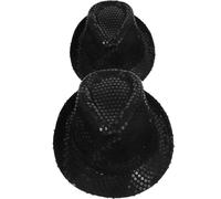 DOITOOL Chapeau de Jazz Noir à Paillettes en Satin pour Costume de Magicien, Accessoire de Fête et Spectacle pour Adultes, Style Masqué et Élégant
