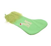 DOITOOL Chaussette de Noël Verte Géante avec Lettre Brodée Chaussette Tricotée à Suspendre Cadeau de Fête Original et Amusant pour Décoration Festive
