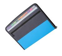 DOITOOL Chemise à Soufflets A4 à 13 Compartiments avec Double Fermeture Éclair, Pochette Extensible en Plastique Bleu, Organisateur de Documents Multifonction pour Bureau, École et