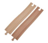 DOITOOL Circuit de Train en Bois Courbé 2pcs pour Garçon et Filles, Accessoires de Rails Solide Naturels, Jeu Éducatif Montage, Extension Voie Ferrée, Présent Construction Modélisme