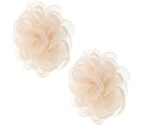 DOITOOL Clip Décoratif pour Chaussures Fleur de Camélia Beige en Tulle Lavable et Détachable, Accessoire Élégant pour Événements en Soirée et Occasions Décontractées