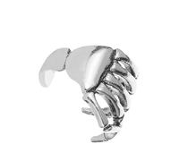 DOITOOL Clip D'oreille Punk en Cuivre Argenté Design Crâne Unique, Accessoire Créatif Non Percé pour Femme et Fille, Port Quotidien ou Banquet