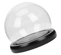 DOITOOL Cloche sous Verre Noire Sphérique avec Socle en Bois, Accessoire Décoratif Élégant pour Fleurs Préservées et Figurines, Facile à Nettoyer pour Table et Pièce
