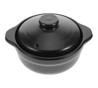 DOITOOL Cocotte Poignées Résistante Chaleur 1,26l en Céramique Noire Couvercle Double pour Braiser le Poulet et Autres Besoins Culinaires