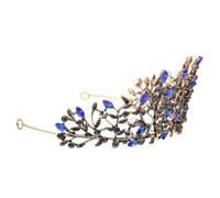 DOITOOL Couronne en Alliage Baroque Bleue pour Mariage, Accessoire de Coiffure Délicat et Chic, Décoration de Cheveux Mariée Lors D'une Fête ou Anniversaire