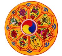 DOITOOL Coussin Bol Bouddhiste 13cm Jaune en Tissu, Tapis Rond Décoratif Broderie Fine, Accessoire Pratique pour Bol Chantant Tibétain en Pratique Contemplative