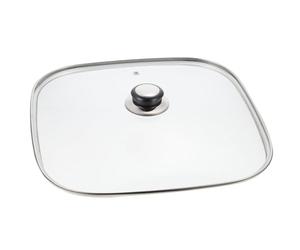 DOITOOL Couvercle Carré en Verre pour Poêles À Griller Couvercle De Remplacement avec Poignée 30Cm Dessus en Verre s pour Poêles Casseroles À Frire Fonte