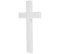 DOITOOL Croix Murale en Bois Massif Blanc 21 Cm à Suspendre, Décoration Murale Chrétienne pour Maison et Bureau, Ornement Catholique Artisanal Finition Lisse et Bords Arrondis