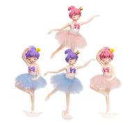 DOITOOL Décoration Gâteau Anniversaire Fille Ballerine en Pvc 4pcs, Figurines de Ballerines Créatives pour Fête et Décoration Chaleureuse