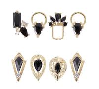 DOITOOL Décorations Zircon Faciles à Appliquer en Métal Noir 8 Pièces pour Ongles Plusieurs styles pour Nail Art et Manucure Lors de Travaux Manuels Plusieurs styles