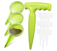 DOITOOL Distributeur De Graines Réglable pour Jardin, Semoir Manuel 14 Pièces avec Plantoir Et 10 Étiquettes Résistantes, Outil à Main Ergonomique en Plastique pour Semis Précis Et Plantation Facile