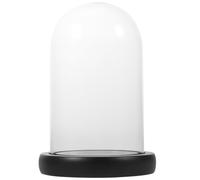 DOITOOL Dôme en Verre Rond avec Socle en Bois Naturel pour Couverture Décorative de Fleurs Séchées, Protection Solide et Exposition Intérieure et Extérieure