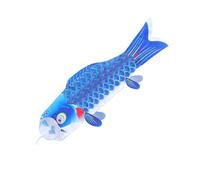 DOITOOL Drapeau de Carpe Japonaise Koinobori Bleu 70 CM Bannière Décorative en Satin Résistant pour Fête des Bateaux-Dragons Décoration Extérieure Traditionnelle et Jardin