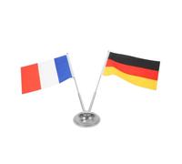 DOITOOL Drapeau de Table Français en Polyester avec Mât en Acier Inoxydable, Résistant la Décoloration et Portable, Décor Élégant pour Centre de Réunion Professionnel