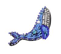 DOITOOL Écusson Baleine à Coudre en Tissu Orné de Perles et Strass Appliqué Décoratif pour Vêtements DIY Loisirs Créatifs Accessoire Marin pour Pulls et Manteaux