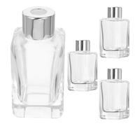 DOITOOL Ensemble 4 Flacons Diffuseurs en Verre 50 ML avec Bouchons Argentés, Flacons de Parfum Rechargeables pour Huiles Essentielles, Diffuseur Décoratif pour Maison et Voiture,