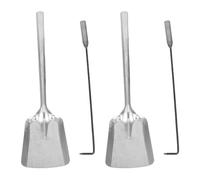 DOITOOL Ensemble de 4 pelles et pinces à cendres pour cheminée : pelle à charbon, outil à cendres, tisonnier pour fumoir, nettoyage et déplacement des braises pour cheminée, four à pizza,