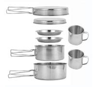 DOITOOL Ensemble de Casseroles Multifonction Inoxydable 500-800ml pour Camping et Randonnée, Ustensiles Cuisine de Camping Pratiques et Compacts, Kit de Cuisson Portable pour Activités