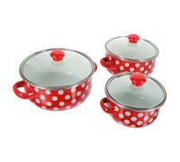DOITOOL Ensemble de Petites Casseroles Émaillées à Double Poignée Mini-Marmites 12-14-16 CM Couvercles Adapté pour Cuisiniers Débutants et Repas Quotidiens Compact et Polyvalent