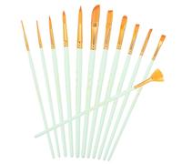 DOITOOL Ensemble De Pinceaux Professionnels Peinture Acrylique Nylon 12 Pièces pour Artistes Débutants Et Confirmés Vert Mat Multi-têtes Usage Portable Peinture Aquarelle Huile Fête Anniversaire