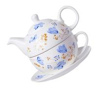 DOITOOL Ensemble de Thé en Céramique 1 Set Design Rétro Unique pour Anniversaire Comprenant Théière 480ml et Tasse 350ml pour Anniversaire Adapté pour Feuilles de Thé et Sachets