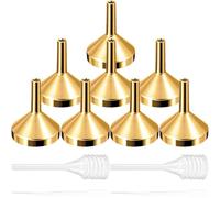 DOITOOL Entonnoirs Métalliques Mini 12 Pcs - 8 Entonnoirs Dorés Taille L 2 Compte-gouttes 3 Ml 2 Compte-gouttes Plastiques 2 Ml, pour Remplissage Précis de Petites Bouteilles, Huiles