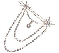 DOITOOL Épingle à Cheveux Strass en Alliage Chaîne Perle et Étoile, Barrette Délicate pour Fixer et Décorer les Cheveux Lors de Mariages et Banquets