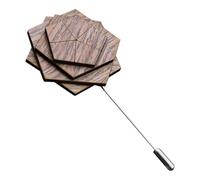 DOITOOL Épinglette en Bois Marron à Motif Fleur pour Costume Homme, Effet Décoratif Élégant, Accessoire Sophistiqué pour Événements Formels et Mariages