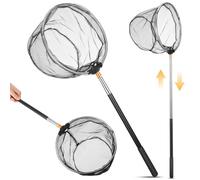 DOITOOL Épuisette Télescopique à Tête Pliable, Manche en Acier | Portée Étendue et Prise Portable, Usage Polyvalent en Pêche, Poignée Confortable, Filet Pratique