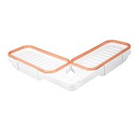 DOITOOL Étagère d'angle Pliable sans Perçage pour Salle de Bain, Support de Rangement Multifonction en Plastique Blanc et Orange, 1 Pièce, Organisateur Compact pour Articles de Toilette