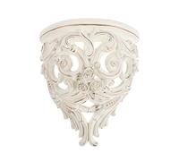 DOITOOL Étagère Murale Ornée en Résine 1 Niveau 45 Cm Couleur Beige Clair Doré, Support de Rangement Décoratif Européen Ajouré pour Salon la Cuisine Salle de Bain, Étagère Creuse