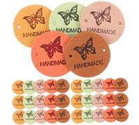 DOITOOL Étiquettes en Cuir Faites Main 50 Pcs, Accessoires Couture pour Vêtements, Chapeaux, Paquet, Couleurs Variées, Étiquettes Artisanales à Coudre, Usage Diy, Création Textile,