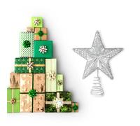 DOITOOL Étoile en Fer Forgé Argentée pour Sommet de Sapin de Noël, Décoration Festive Robuste Fine Finition, Forme Étoile à Cinq Branches pour Noël