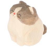 DOITOOL Figurine Chat en Bois Sculpté, Ornement Décoratif Gris British Shorthair, Pièce Unique, Petite Statuette Artisanale pour Bureau et Maison, Décoration Intérieur Originale, Présent