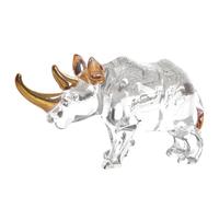DOITOOL Figurine Rhinocéros en Cristal pour Bureau et Étude, Décoration Élégante et Compacte Base Plate, Ornement Unique et Transparent pour Intérieur
