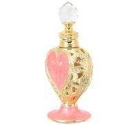 DOITOOL Flacon de Parfum Décorative de Cœur Style Arabe Verre et Métal Rechargeable Couleur Rose Flacon Parfum du Moyen-Orient Support D'huile Essentielle pour Décoration Intérieure