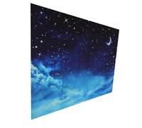 DOITOOL Fond Photo Nuit Étoilée Bleu 210x150 Cm en Tissu Polyester, Décor de Fête Élégant pour Anniversaire, Shower et Séance Photo sous Ciel Étoilé, Bannière Murale à Suspendre