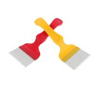 DOITOOL Fourchette à Désoperculer Miel 2 Pièces avec 21 Aiguilles en Acier Inoxydable, Manche Plastique Rouge et Jaune, Outil Apicole Multifonction pour Récolte et Transformation du Miel,