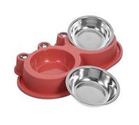 DOITOOL Gamelle Design Anti-Fourmis avec Base Antidérapante pour Chat et Chien Double en PP Rouge et Forme Douve pour Repas en Intérieur