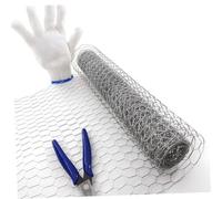 DOITOOL Grillage Poule Galvanisé Hexagonal avec Pinces et Protection Mains Treillis Léger pour Clôture Jardin Protection Volaille et Enclos Polyvalent