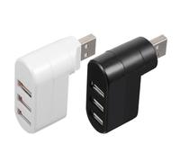 DOITOOL Hub USB 2.0 Plastique 3 Ports Multifonction pour Ordinateur Portable, Adaptateur USB 2.0 Rotatif, Lot de 2 Pièces, Noir et Blanc, Extension de Connexion Informatique