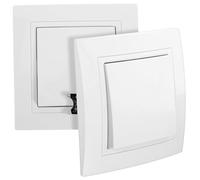 DOITOOL Interrupteur Mural D’éclairage Unipolaire 1 Voie Simple Standard Européen Résistant Haute Température Usage Intérieur Maison Lot de 2 Pièces