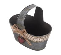 DOITOOL Jardinière Vintage en Métal Galvanisé avec Toile de Jute, Petit Seau Décoratif pour Plantes D’intérieur et Jardin, Pot Rustique Multifonction pour Composition de Fleur