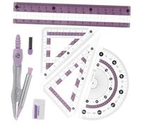 DOITOOL Jeu D’outils de Mesure Triangulaire 7 Pièces, Rapporteur Scolaire Transparent Rose, Équerre Professionnelle Multifonction, Compas Précis pour Dessin Technique et Bureau Scolaire