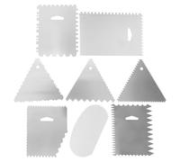 DOITOOL Kit de 8 Pièces Grattoirs à Dents de Scie en Acier Inoxydable Argenté, Spatules Multifonctions pour Décoration Professionnelle de Gâteaux et Glaçage