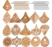 DOITOOL Kit de Boucles D'oreilles en Bois Creuses Design Ethnique Africain, 1 Set Confortable pour Fabrication DIY D'accessoires Pendants Originaux