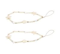 DOITOOL Lanière Anti-perte à Perles Acryliques Blanche pour Téléphone Portable et Caméra, Légère et Antidérapante, pour Paquet ou Bagage, Lot de 2 Pièces