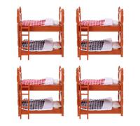 DOITOOL Lits superposés en bois pour poupée, 4 pièces, meubles de maison de poupée, accessoires de décoration, simulation de maison de poupée, lit superposé miniature avec échelle