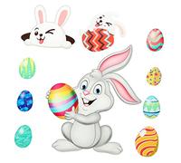 DOITOOL Lot de 10 autocollants de Pâques magnétiques en PVC - Décoration de réfrigérateur - Lapins et œufs - Durable - Pour le salon, la voiture, les miroirs - Surfaces métalliques